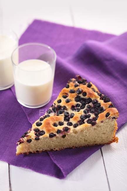Blueberry yeast cake slice — Stock Photo