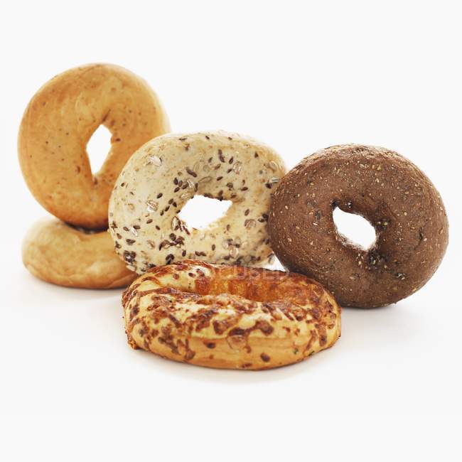 Assorted baked bagels — Stock Photo