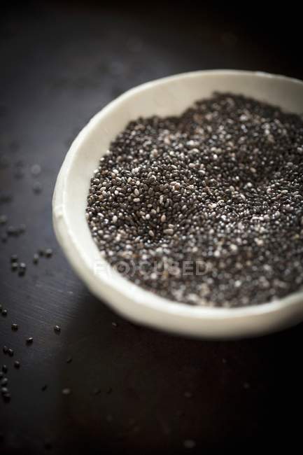 Bowl of chia seeds — Stock Photo