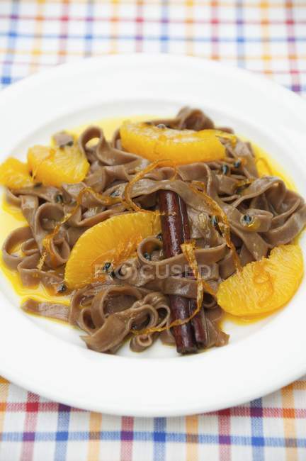 Chocolate tagliatelle pasta — Stock Photo