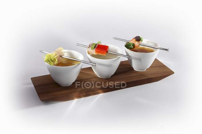 Fish fondue with hake, carp and salmon — Stock Photo