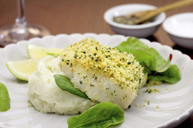 Purê de aipo e salada de espinafre — Fotografia de Stock