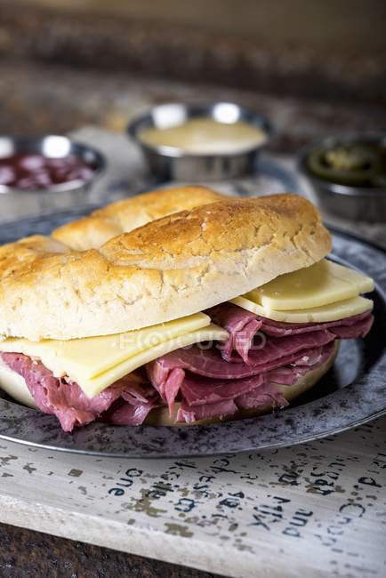 Corned beef and sandwich — Stock Photo