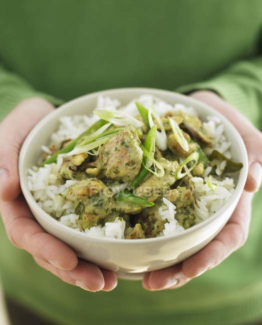 Green Thai curry rice — Stock Photo
