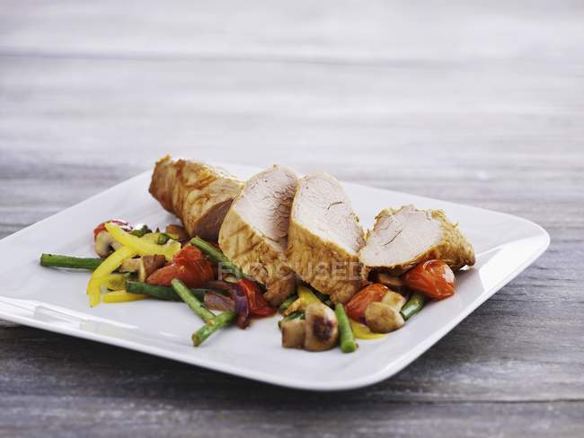 Roasted Chicken breast with vegetables — Stock Photo