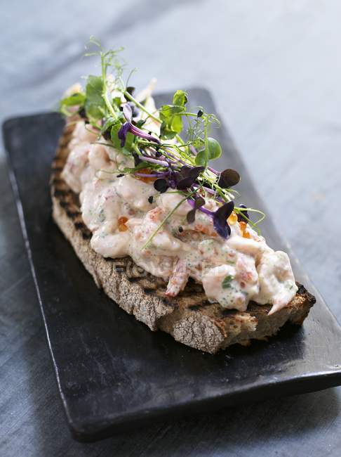Sandwich with prawn salad — Stock Photo