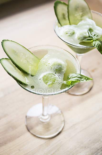 Cucumber and basil cocktail — Stock Photo