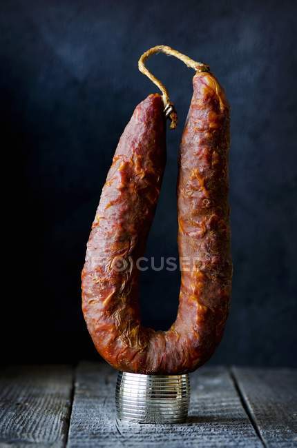 Whole smoked salami from Sardinia — Stock Photo