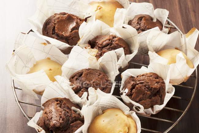 Chocolate and vanilla muffins — Stock Photo