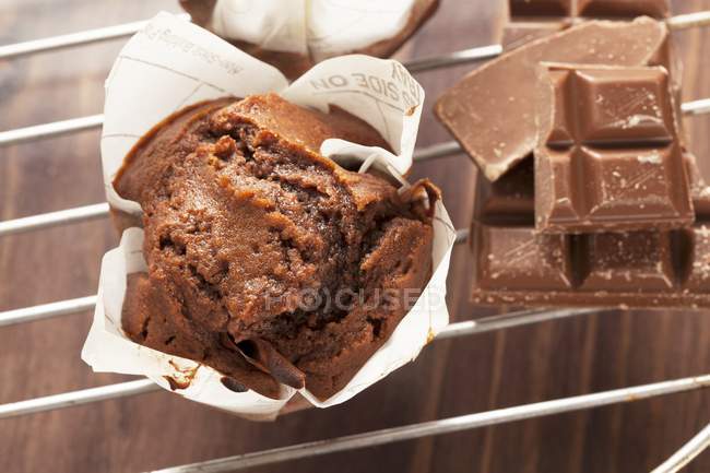 Baked chocolate muffin — Stock Photo