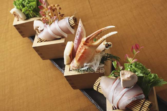 Mussel sashimi with mushrooms — Stock Photo
