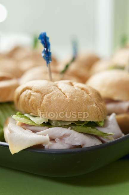Turkey sandwiches on tray — Stock Photo