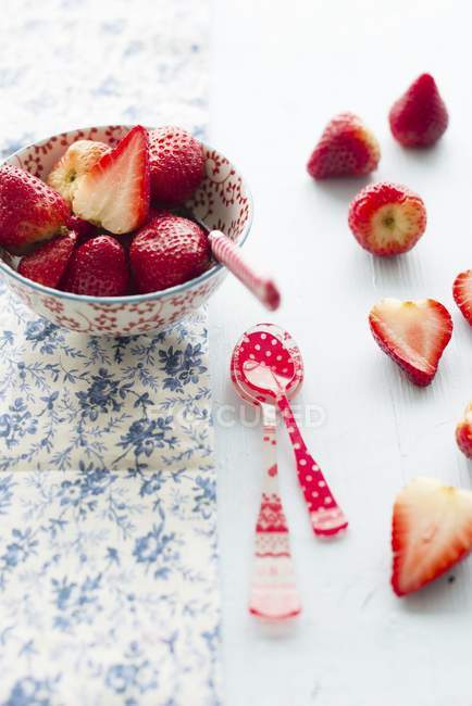 Strawberries in decorative bowl — Stock Photo