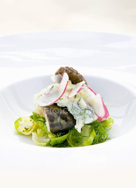 Smoked mackerel on plate — Stock Photo