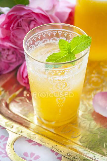 Peach cocktail with vodka and mint — Stock Photo