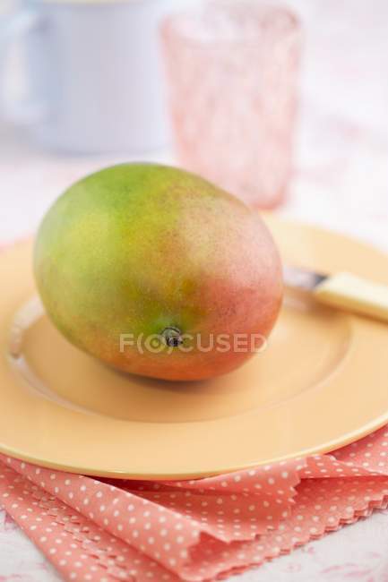 Свежий манго на тарелке — стоковое фото