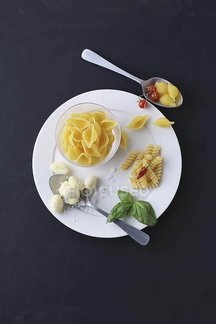 Top view on arrangement of pasta — Stock Photo