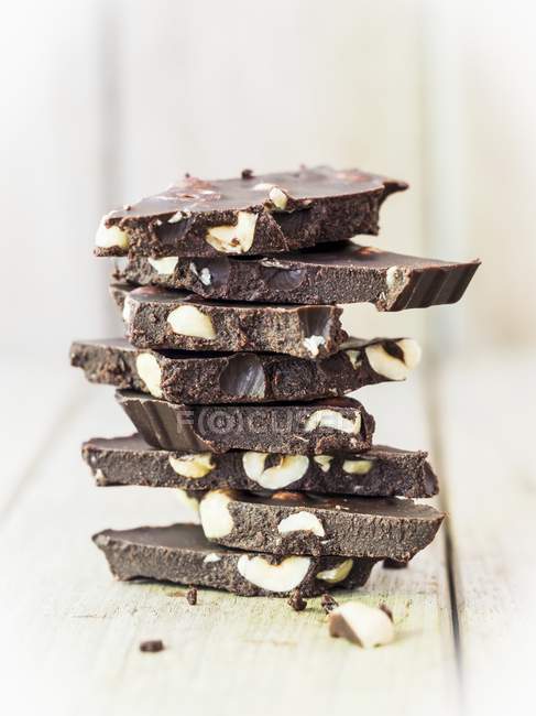 Pieces of hazelnut chocolate — Stock Photo