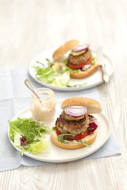 Homemade pork burgers — Stock Photo
