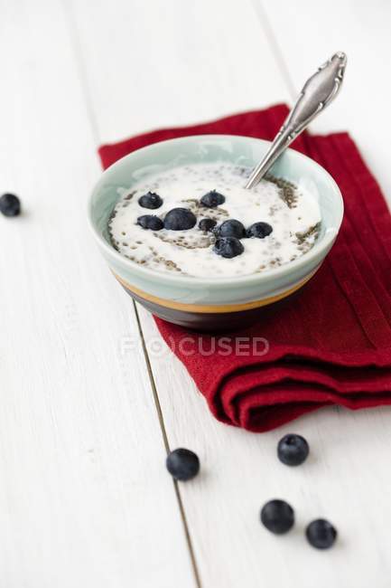 Yogurt alla vaniglia con semi di chia — Foto stock