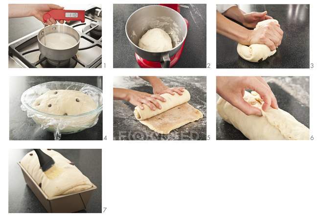 Кроки, щоб зробити хліб — стокове фото