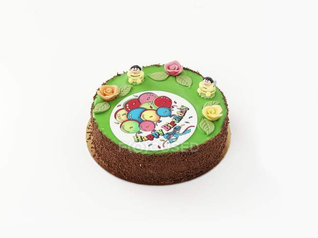 Kuchen mit Marzipanrosen dekoriert — Stockfoto
