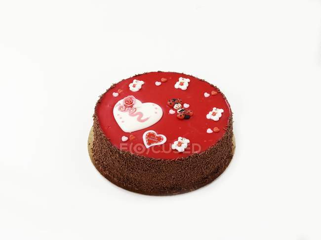 Heart-shaped chocolate cake — Stock Photo