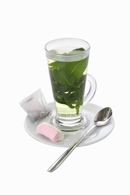 Glass of mint tea — Stock Photo