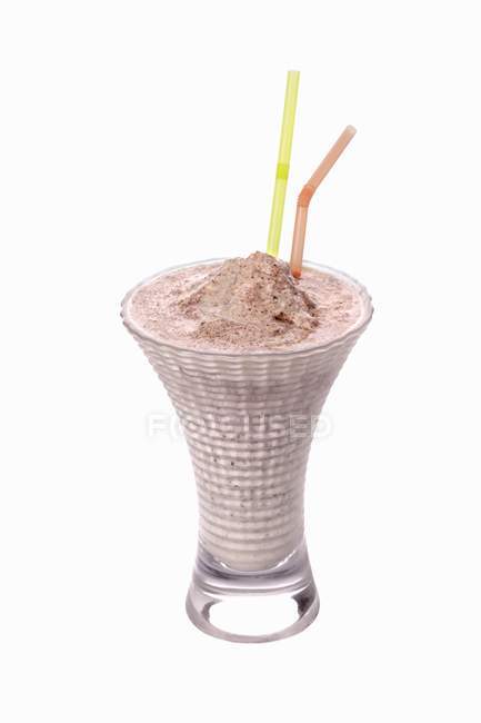 Ice cream shake with straws — Stock Photo