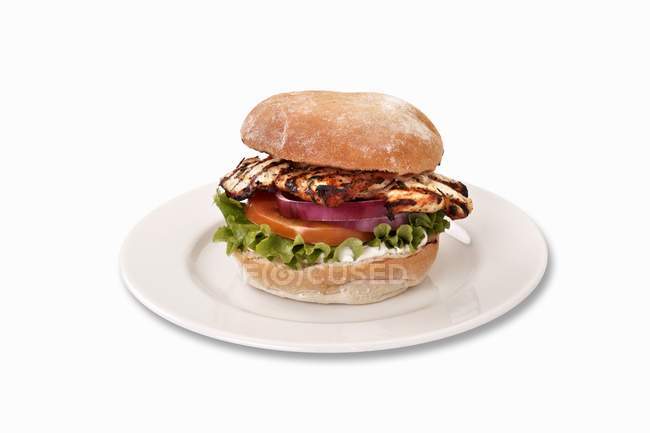 Chicken burger with jalapeos — Stock Photo