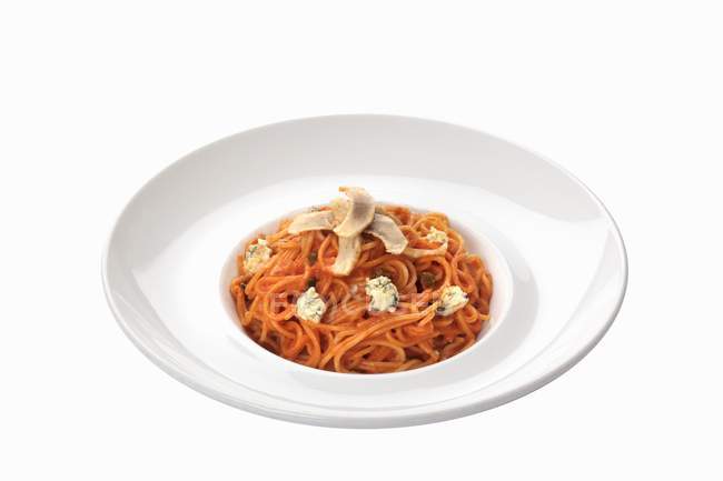Pasta de espaguetis con salsa de tomate - foto de stock