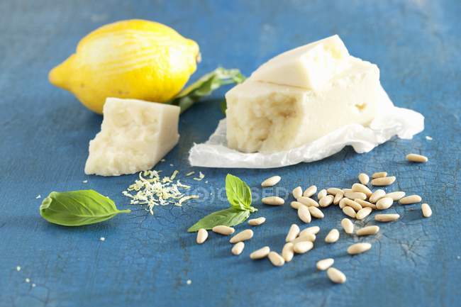 Pecorino cheese on blue — Stock Photo