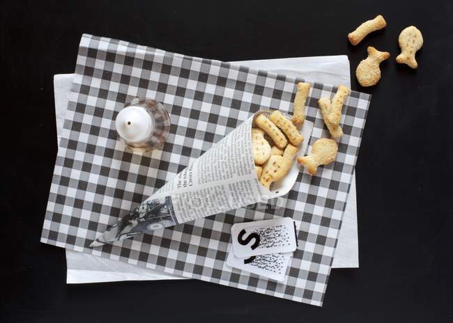 Fish crackers shaped with salt — Stock Photo