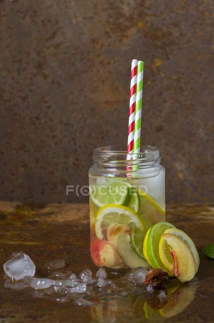 Homemade lemonade in jar — Stock Photo