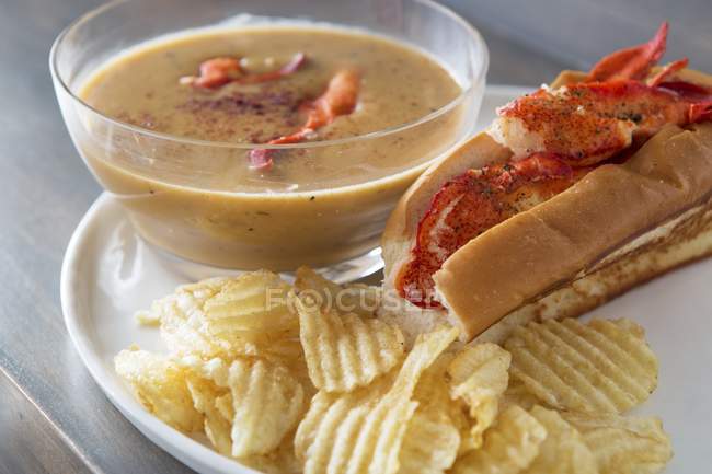 Soup with  potato crisps — Stock Photo