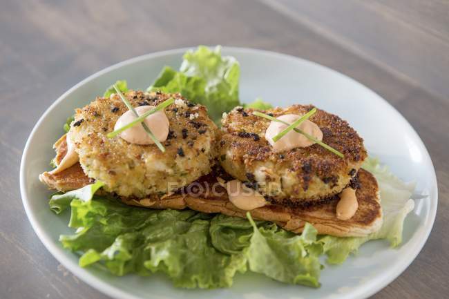 Fried lobster cakes — Stock Photo