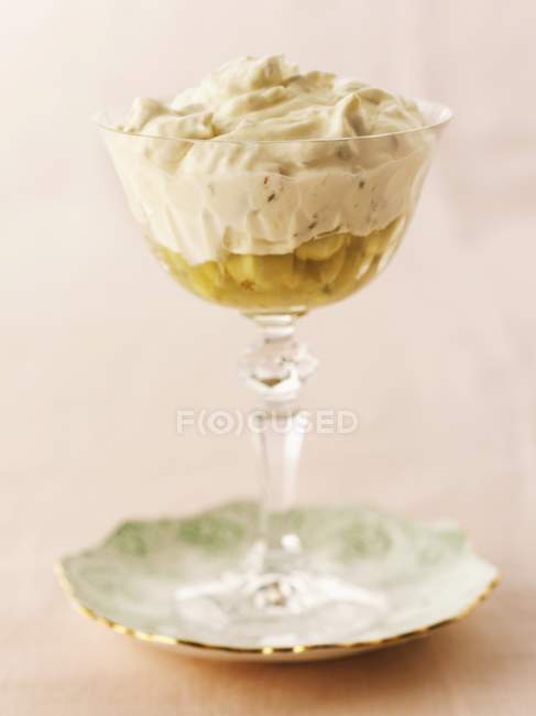 Gooseberry fool with compote — Stock Photo