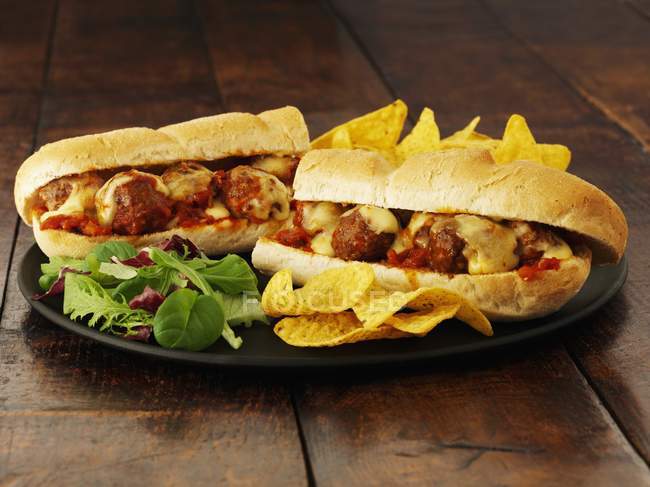 Meatball sub with cheese — Stock Photo