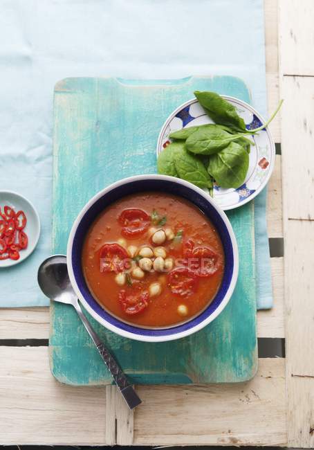 Zuppa di patate dolci e pomodoro con ceci — Foto stock