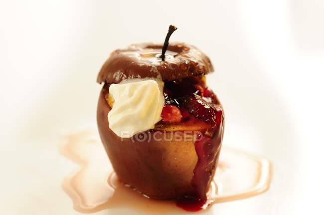 Baked apple with cherries — Stock Photo