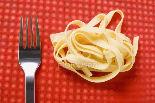 Tagliatelle pasta and fork — Stock Photo