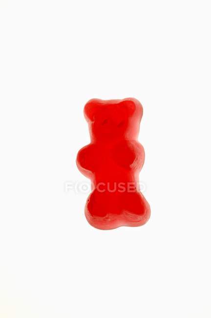 Vista close-up de um urso de goma vermelha — Fotografia de Stock