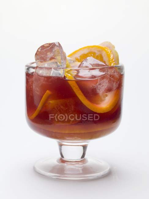 Sangria with orange slices in a glass — Stock Photo