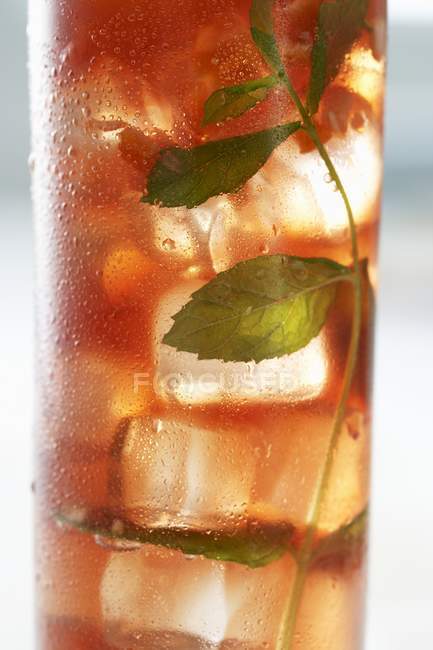 Glass of iced tea with mint — Stock Photo