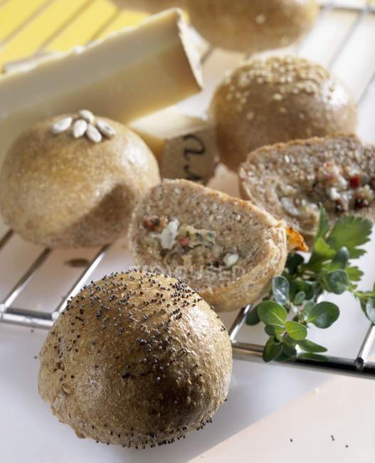 Bread rolls with savoury — Stock Photo