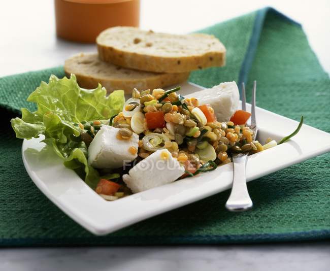 Salade de lentilles au fromage — Photo de stock