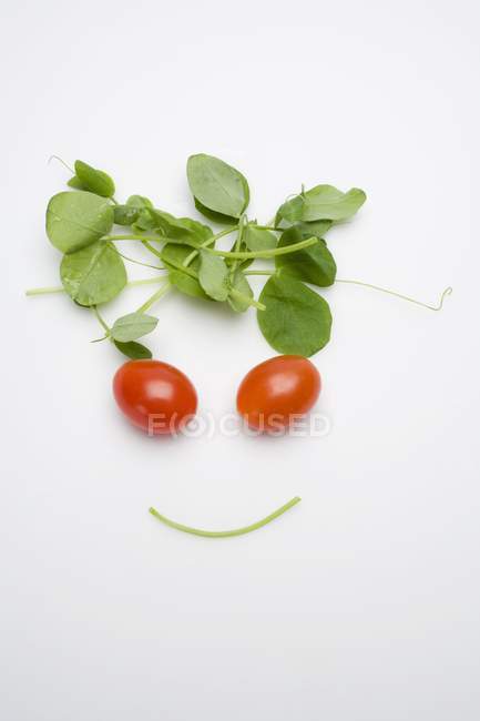 Cara vegetal feliz sobre la superficie blanca - foto de stock