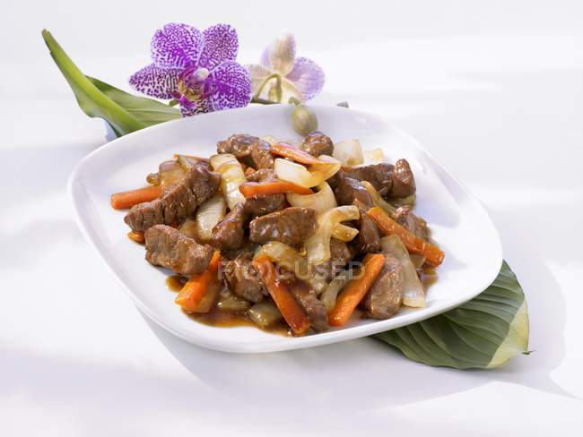 Carne fritta asiatica — Foto stock