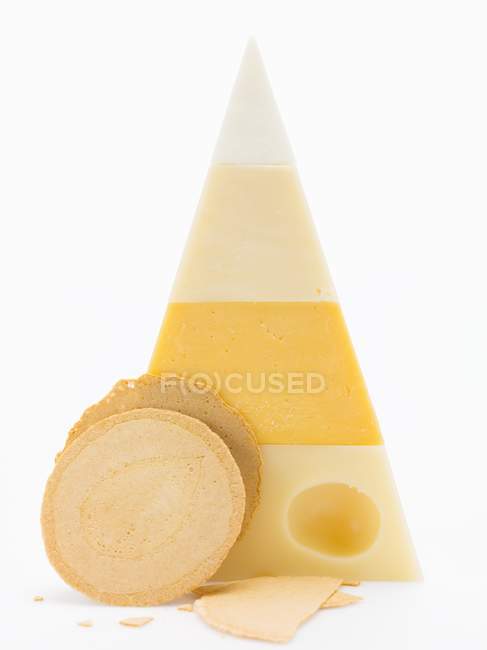 Pyramid of different cheeses — Stock Photo