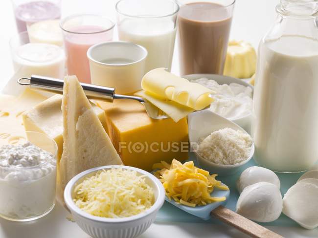 Различные молочные продукты — стоковое фото